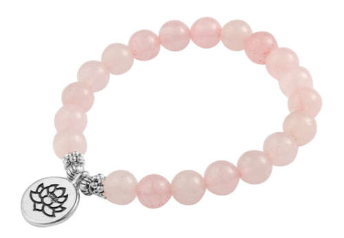 AA+ Rose Quartz 8mm Lotus Stretch Bracelet