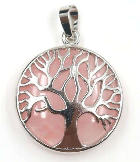Rose Quartz Tree of Life Pendant