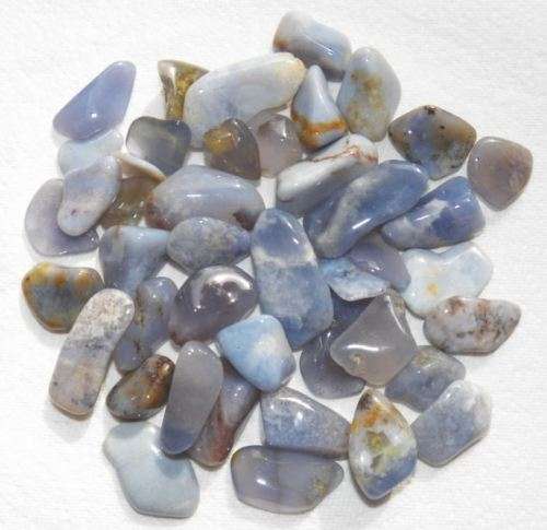 Polished Blue Chalcedony Tumbled Stones 50g