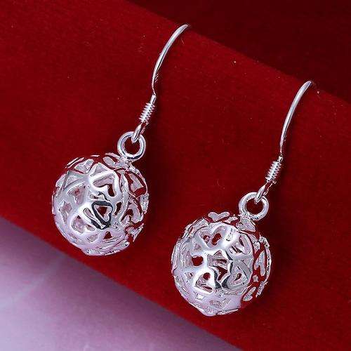 Sterling Silver Heart Detailed Ball Earrings