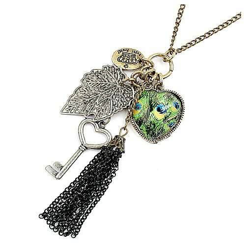 Key Leaf Peacock Necklace