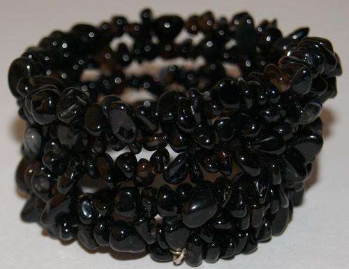 Black agate wrap bracelet
