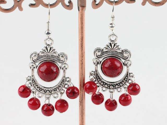 Red blood-stone earrings