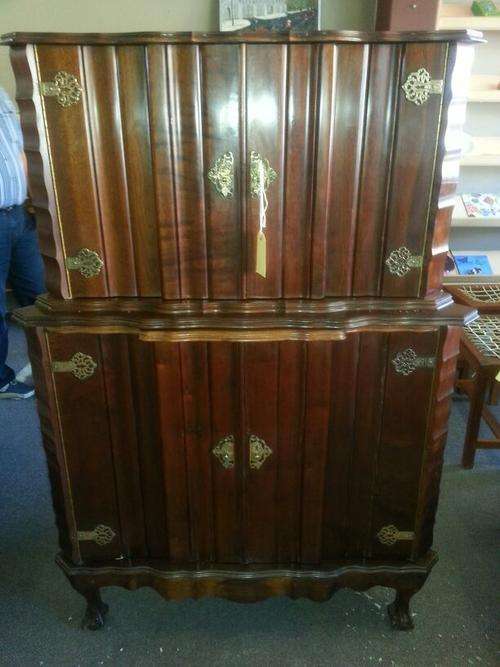 Large Imbuia ball and claw corner drinks cabinet - Afrikaan Shop