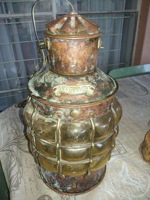 4x Brass and copper ships lanterns - Ankerlicht - bid per item