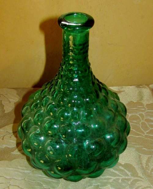 Vintage Italian Green Bubble Glass Decanter/Bottle.