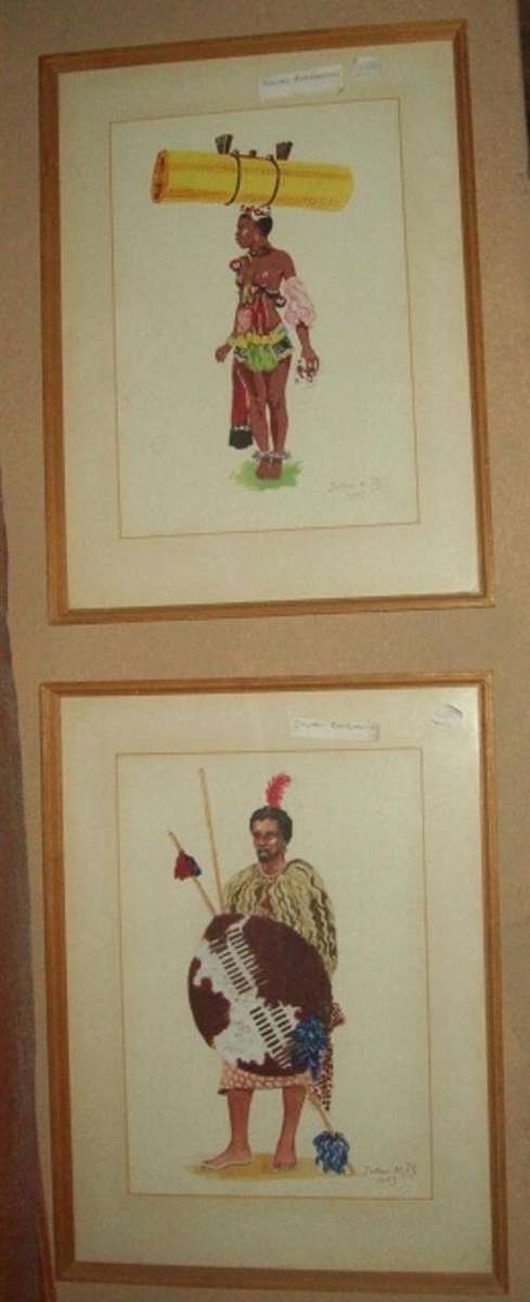 ZOLTAN BORBEREKI PAIR OF AFRICAN ORIGINAL WATERCOLOURS