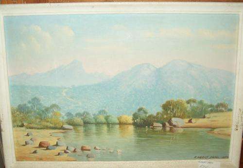 ROBERT POHL ORIGINAL LISTED OIL ON BOARD - RIVER SCENE
