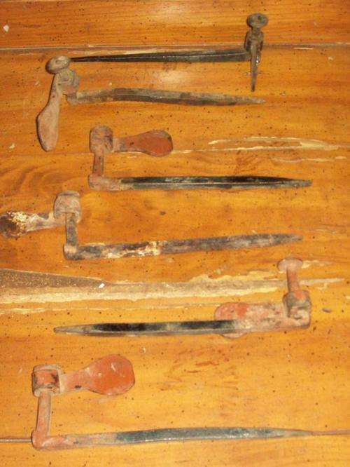 6 X STEEL TIEBACKS FOR WOODEN SHUTTERS