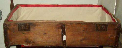 BOTTOM HALF OF OLD WOODEN SUITCASE