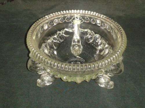 VERY CUTE MOULDED GLASS BOWL WITH "DRAGON" FEET