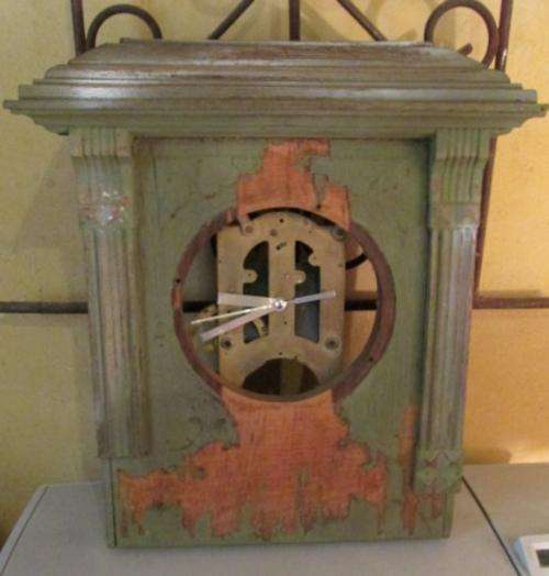 Painted Wood Wall Clock Casing with battery operated mechanism  -  ITEM ON BUY NOW - NO BID REQUIRED