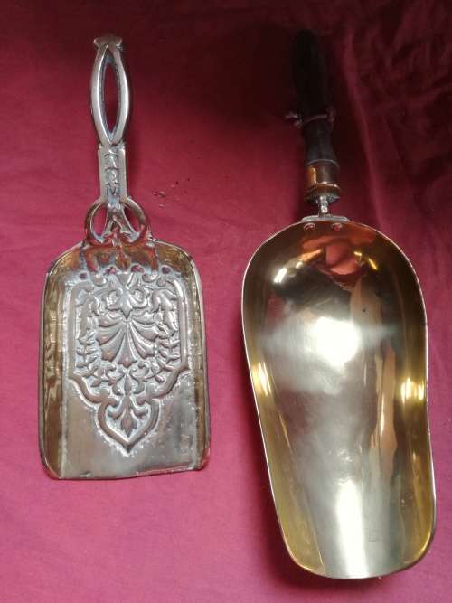 Solid brass fire place shovels