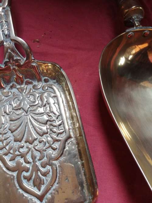 Solid brass fire place shovels