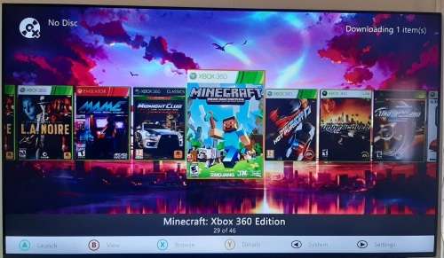 XBOX 360 Slim - 40+ games included - RGH3 Modded + 2 Controllers + Kinect + Wireless Steering Wheel