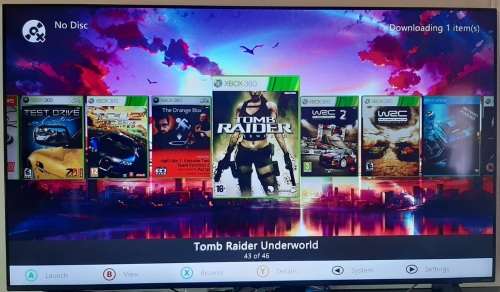 XBOX 360 Slim - 40+ games included - RGH3 Modded + 2 Controllers + Kinect + Wireless Steering Wheel