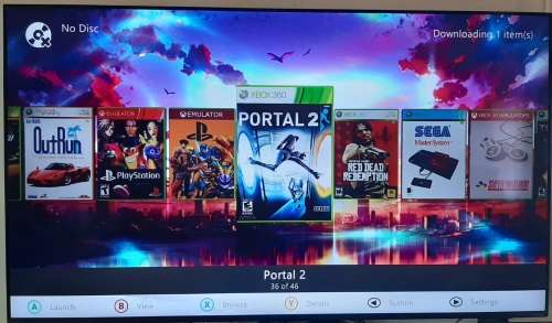 XBOX 360 Slim - 40+ games included - RGH3 Modded + 2 Controllers + Kinect + Wireless Steering Wheel