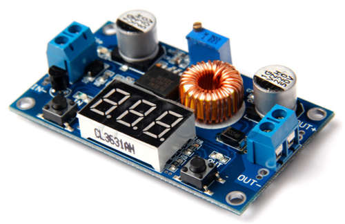 5A Adjustable Voltage Step-Down Module with Red LED Voltmeter