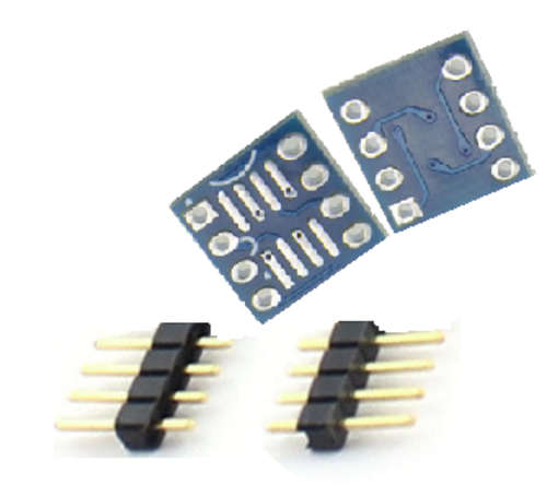 Set of 5 X SOIC8 to DIP8 Adapter Boards with PCB Pin Headers