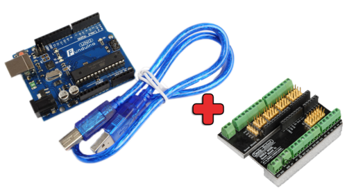 UNO COMBO: Funduino UNO R3 (Arduino Compatible) + Proto-Screw Shield for Arduino UNO