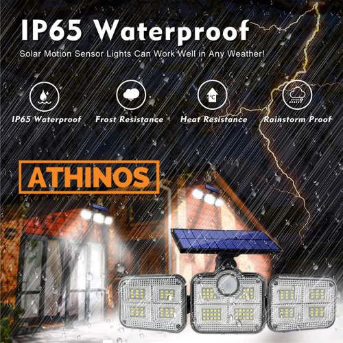 Solar Flood Light Outdoor 3 Head Lighting with Remote Control