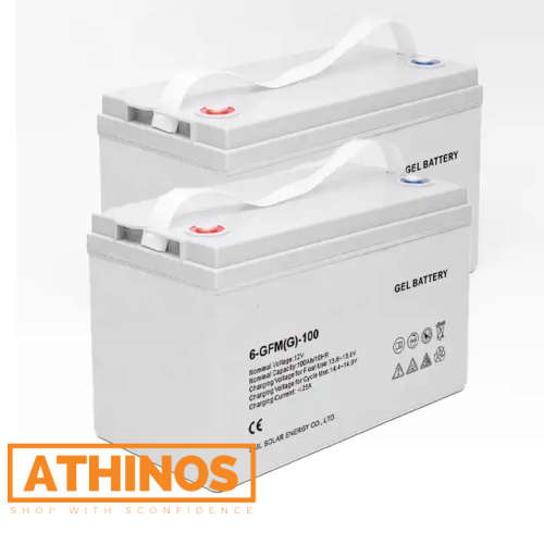 Set of Two: 12V 100AH Deep Cycle Solar Battery