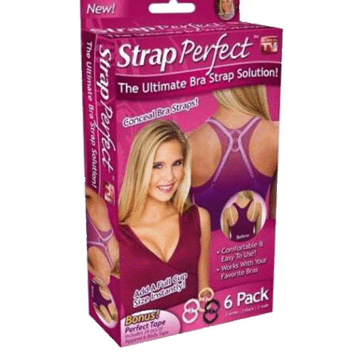 STRAP PERFECT - THE ULTIMATE BRA STRAP SOLUTION - 6 CLIPS AND 24PCS INVISIBLE STYLE TAPE