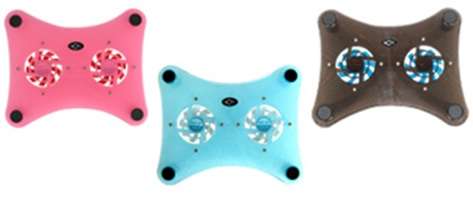 2 FAN -  LAPTOP COOLING PAD - BROWN WITH BLUE FANS