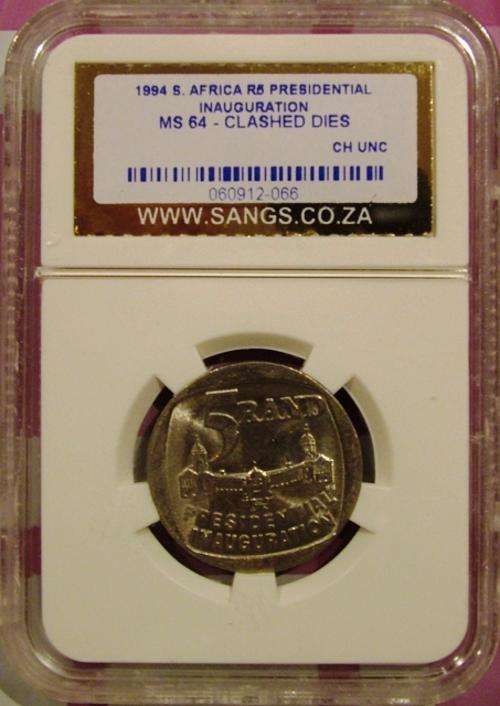 RARE GRADE 1994 MS 64 CLASHED DIES INAUGURATION COIN