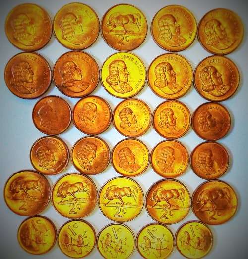 15 x unc 1c and 15x unc 2c coins as 1 lot