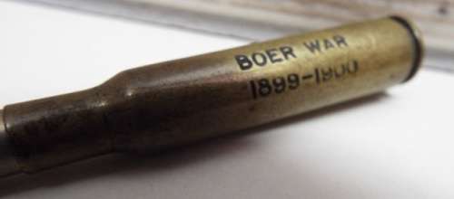 VINTAGE COLLECTABLE SHELL CASING PENCIL HOLDER - COMMEMORATING THE BOER WAR