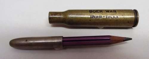 VINTAGE COLLECTABLE SHELL CASING PENCIL HOLDER - COMMEMORATING THE BOER WAR