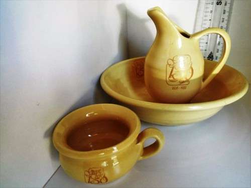 pragtige 3 stuk groot trek porselein stelletjie