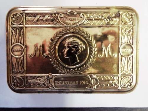 Christmas 1914...RARE Brass Tin IN NICE CONDITION