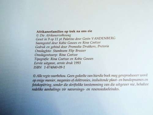 ,SKAARS AFRICANA ,,,AFRIKANER FAMILIES