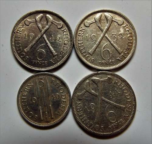 NICE 4 x sothern rhodesea coins ,,,,, SILVER