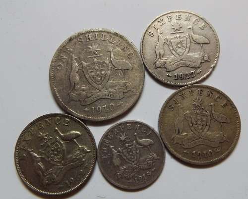 NICE 5x australian  coins ,,,,, SILVER