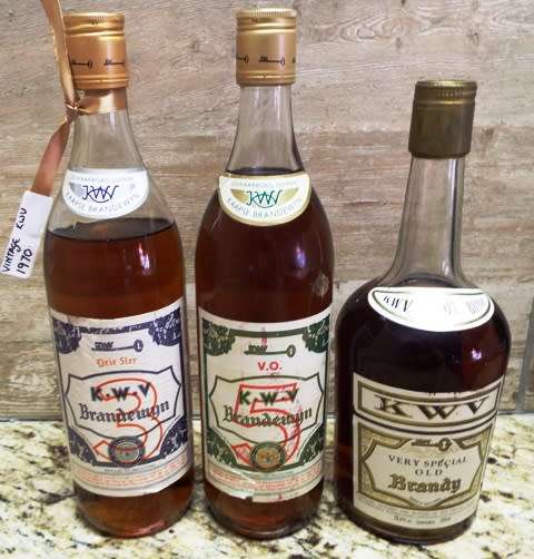 SUPER SUPER RARE 3 ,5 AND 10 YEAR K W V brandy sealed bottle ,,,BOTTLED IN THE 1970s,