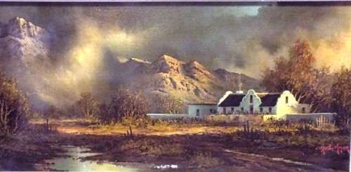 WOW!! investment art by HENTIE MEYER, COTTAGE OIL ON BOARD VALUE R15500