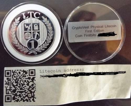 WOW ,,,Cryptovest Zinodaur Firstbits First Edition Physical Litecoin Coin