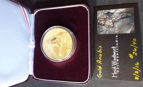 SUPER RARE,,, ANUBIS 2OZ  EGYPTIAN GOD SERIES, SIGNED BY HEIDI WASTWEET