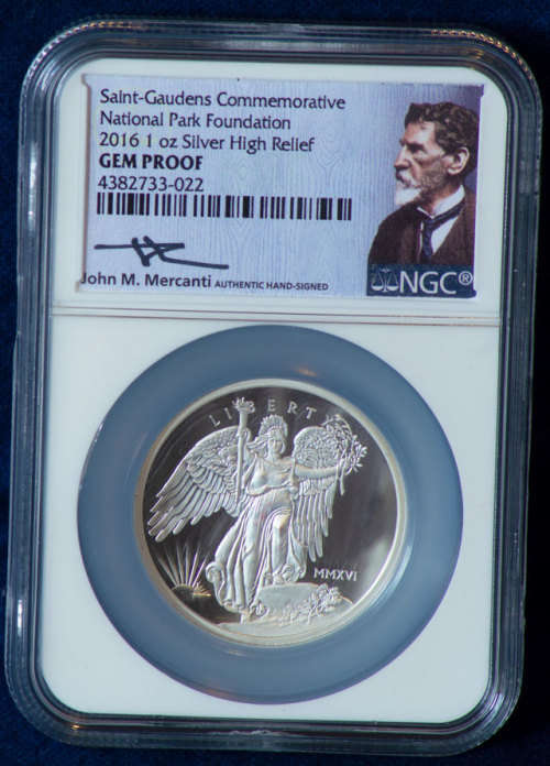2016 1oz Saint-Gaudens Winged Liberty NGC GEM Proof High Relief .999 Silver Coin