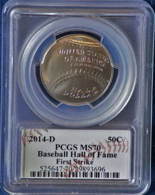 CASSIE McFARLAND SIGNED "FIRST STRIKE" MS70 SILVER CURVED 2014 BAS 50C COIN