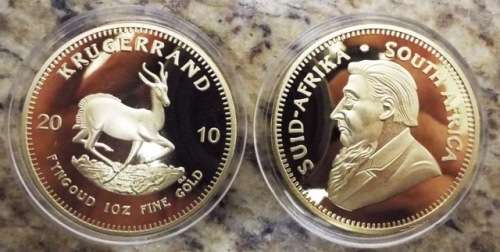 1996/2009/2010 and 2016 Claded Krugerrand Replica 0.999, 24k Gold CLADED Coin