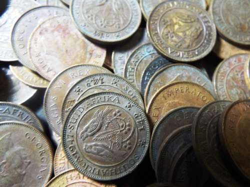 WOW OVER 350 Union of South Africa: Quarter Pennys as 1 big lot