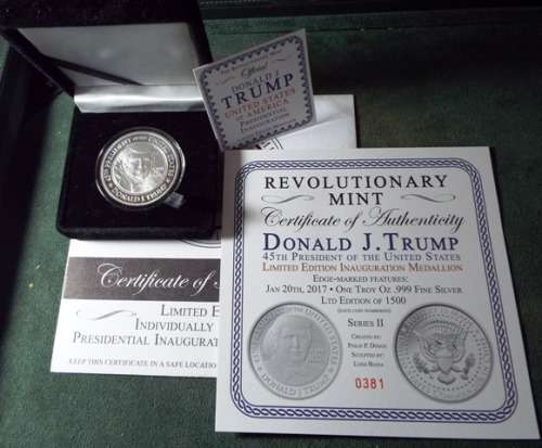 limited edition 2017 Trump inauguration 1oz ,,,no381 0f 1500