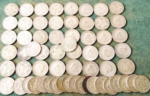60 X SILVER 5c COINS