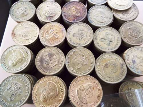 WOW OVER 500 1961/62/63/64 1c of South Africa: 1 c  as 1 big lot over 5 kg of yellow copper coins
