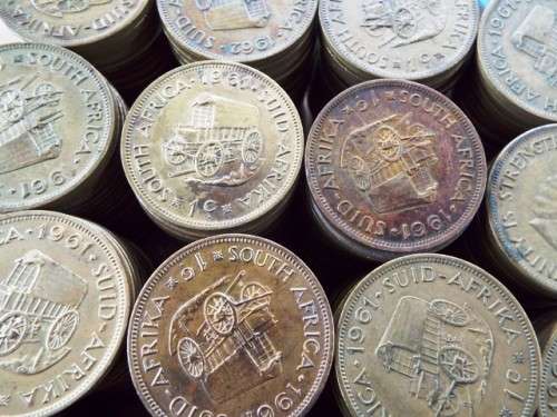 WOW OVER 500 1961/62/63/64 1c of South Africa: 1 c  as 1 big lot over 5 kg of yellow copper coins