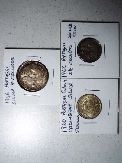3 X PORTUGAL SILVER COINS AS 1 LOT